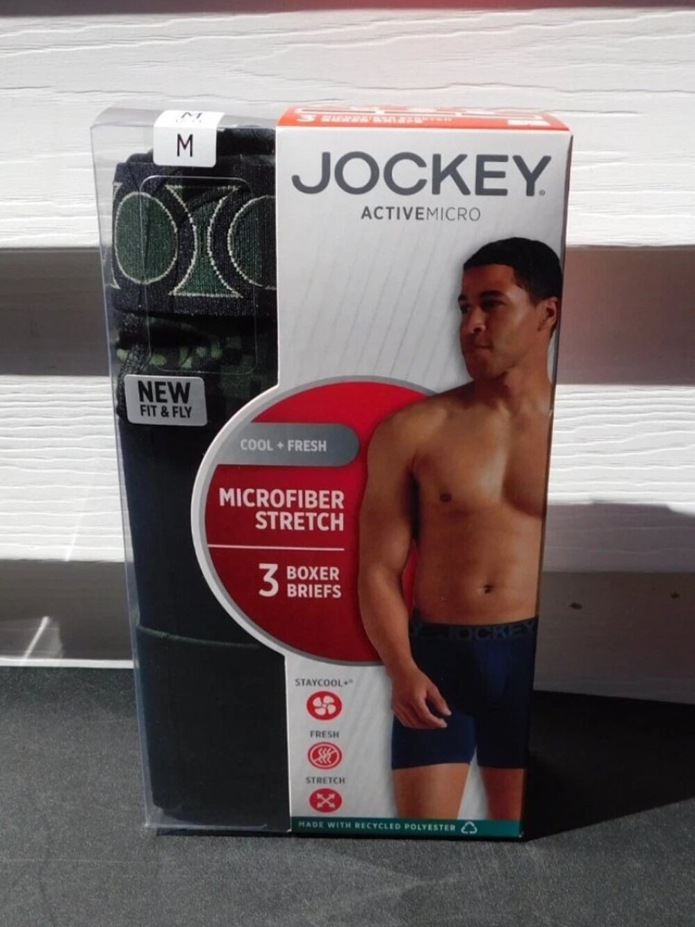 Jockey Mens ACTIVEMICRO Cool + Fresh Microfiber Stretch Boxer Briefs Medium